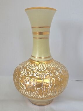 JACKSON Gold and Cream Embossed Decorative Vase